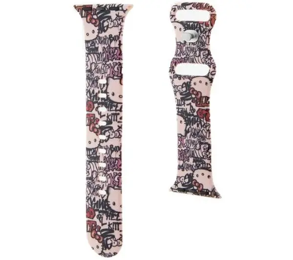Hello Kitty do Watch 38/40/41mm strap Silicone Tags Graffiti Różowy