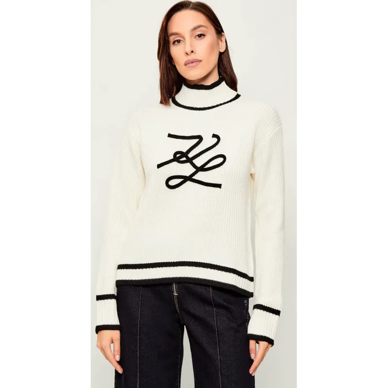 Karl Lagerfeld Półgolf Soutache Autograph | Loose fit | z dodatkiem wełny