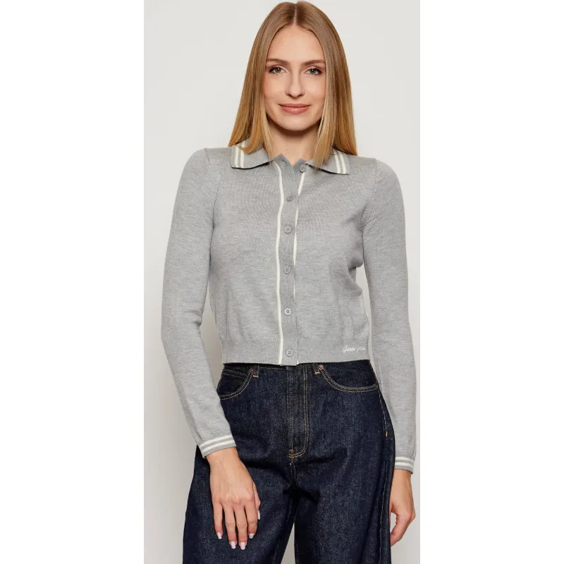 Guess Jeans Kardigan | Cropped Fit | z dodatkiem wełny