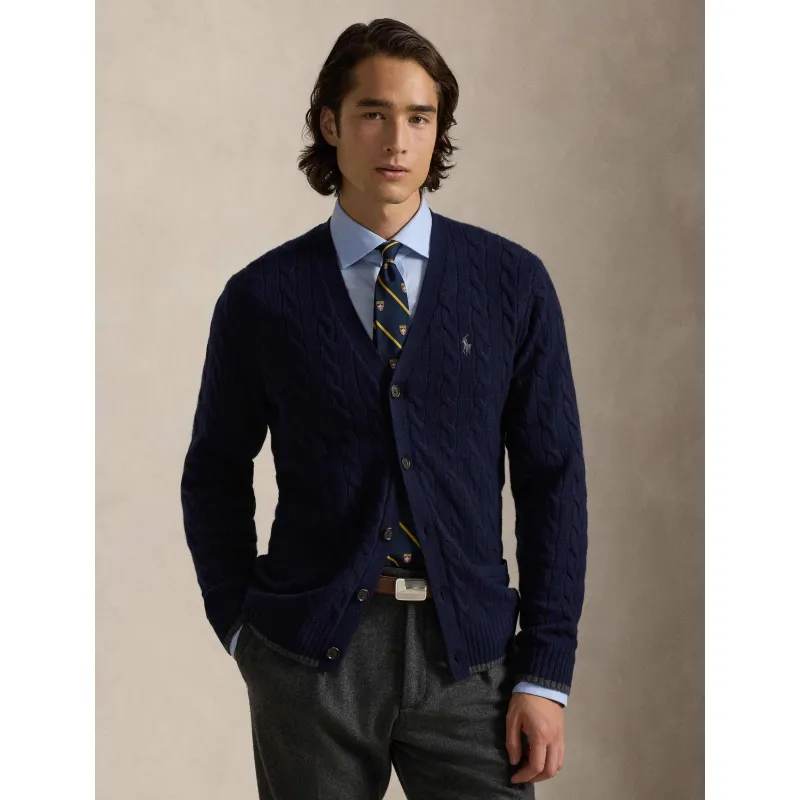 POLO RALPH LAUREN Wełniany kardigan | Regular Fit | z dodatkiem kaszmiru