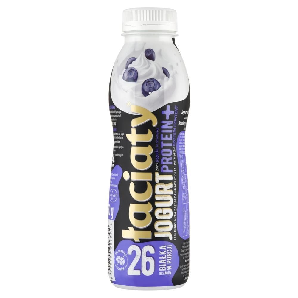 Łaciaty Protein+ Jogurt pitny jagoda ze śmietanką 360 g