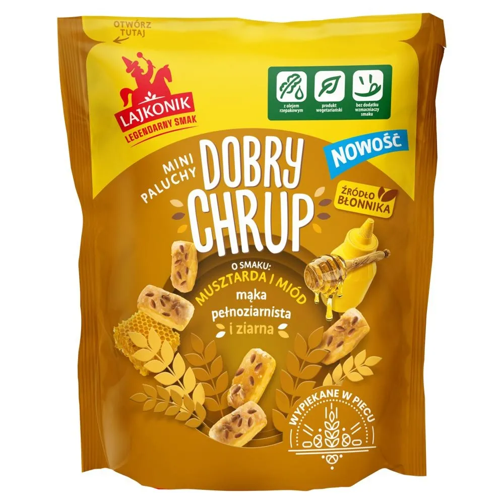 Lajkonik Dobry Chrup Mini paluchy o smaku musztarda i miód 100 g