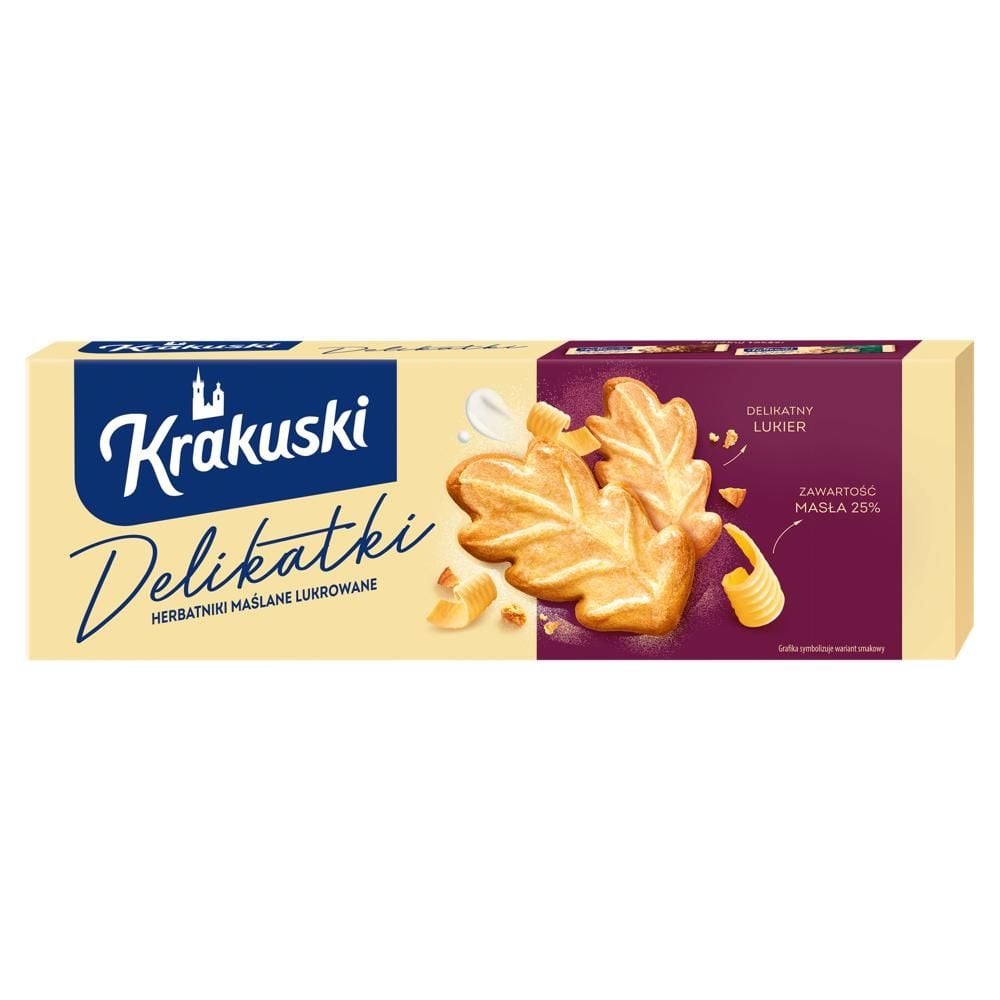 Krakuski Delikatki Herbatniki maślane lukrowane 125 g