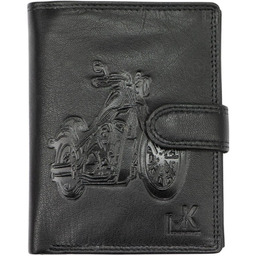 Portfel Męski Skórzany MONEY KEPPE Duży Pionowy Z Zapinką Dwa Skrzydełka CC5601B-4 RFID ,,MOTOCYKL,, CZARNY 13 x 10 x 2 [cm]