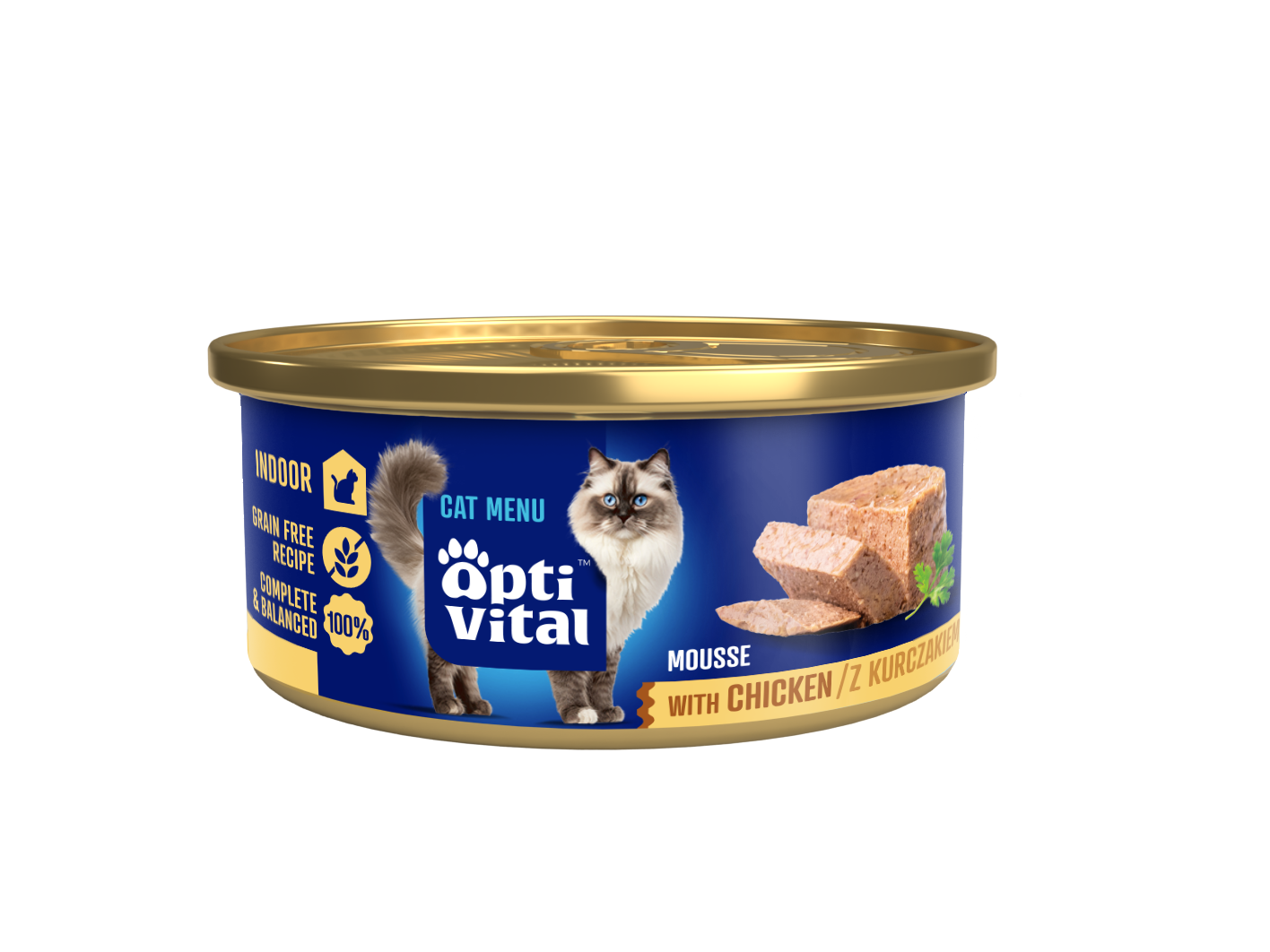 Puszysty mus dla dorosłych kotów z kurczakiem OptiVital mini puszka 85 g