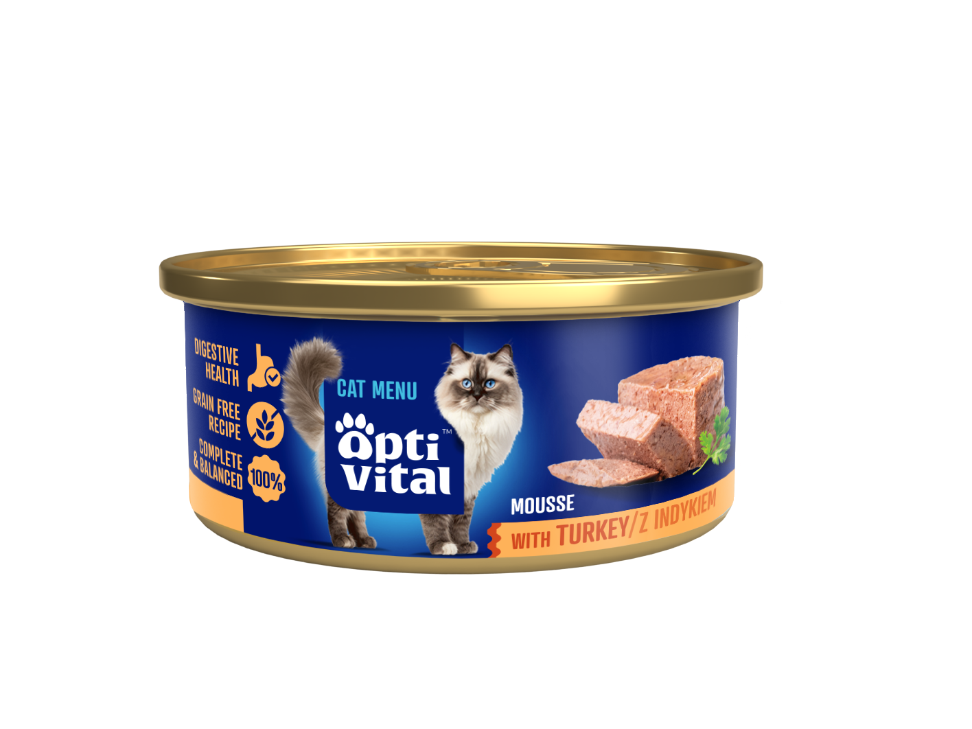 Puszysty mus dla dorosłych kotów z indykiem OptiVital mini puszka 85 g