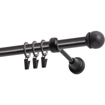 Karnisz DECASTYL Gałka Max z kółkami pojedynczy 200 cm Czarny