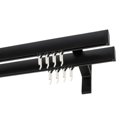 Karnisz DECASTYL Apartamentowy z agrafkami podwójny 160 cm Czarny