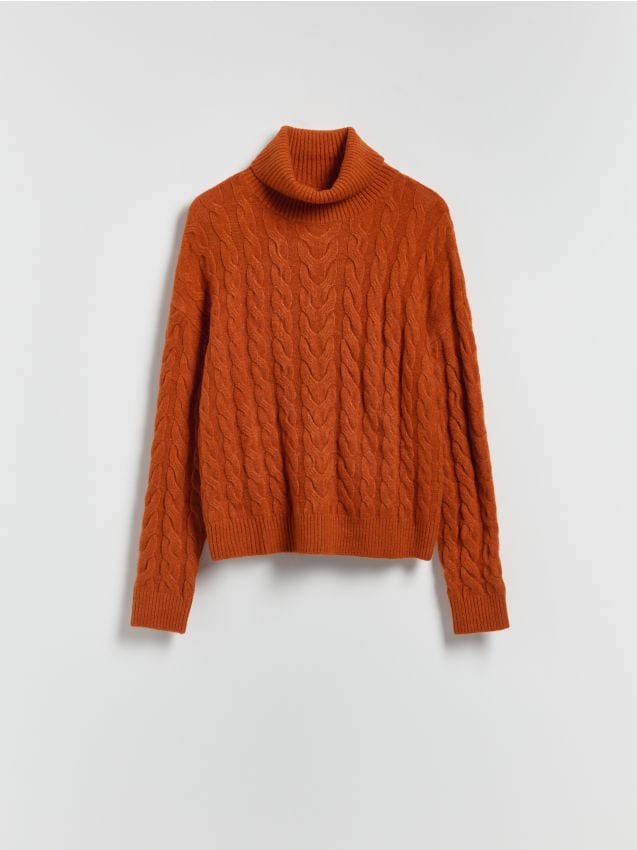 Reserved - Golf z ozdobnym splotem - miedziany