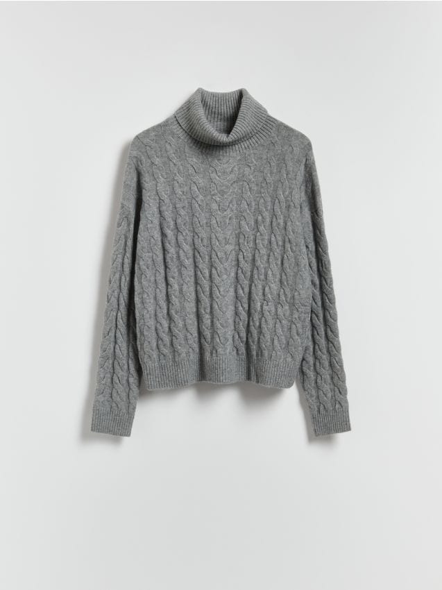 Reserved - Golf z ozdobnym splotem - szary