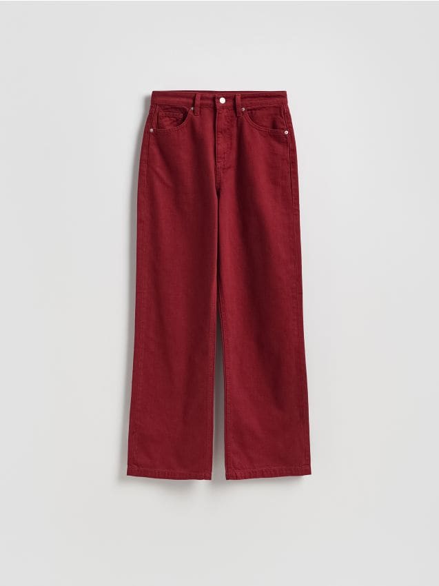 Reserved - Jeansy straight fit - czerwony