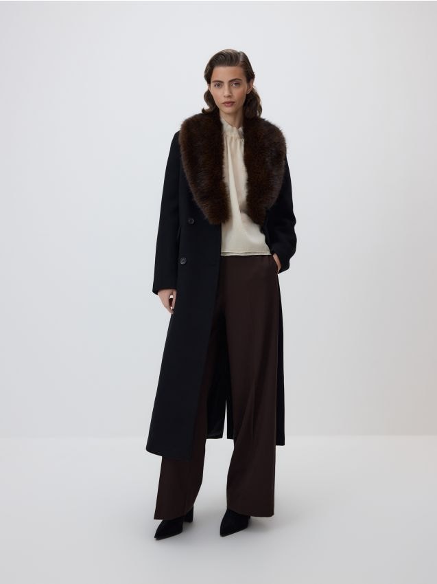 Reserved - Płaszcz z dodatkiem wełny - czarny