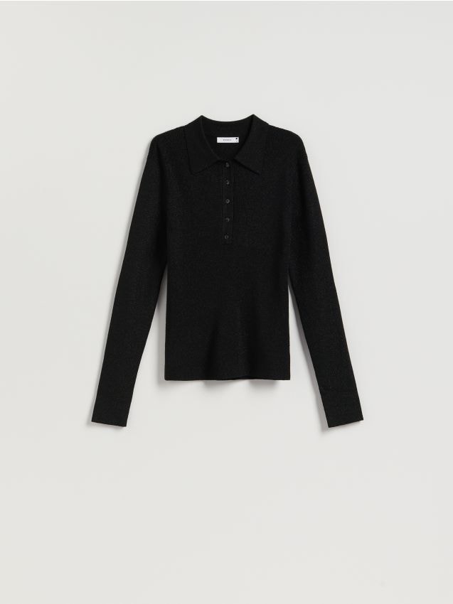 Reserved - Bluzka z kołnierzykiem - czarny