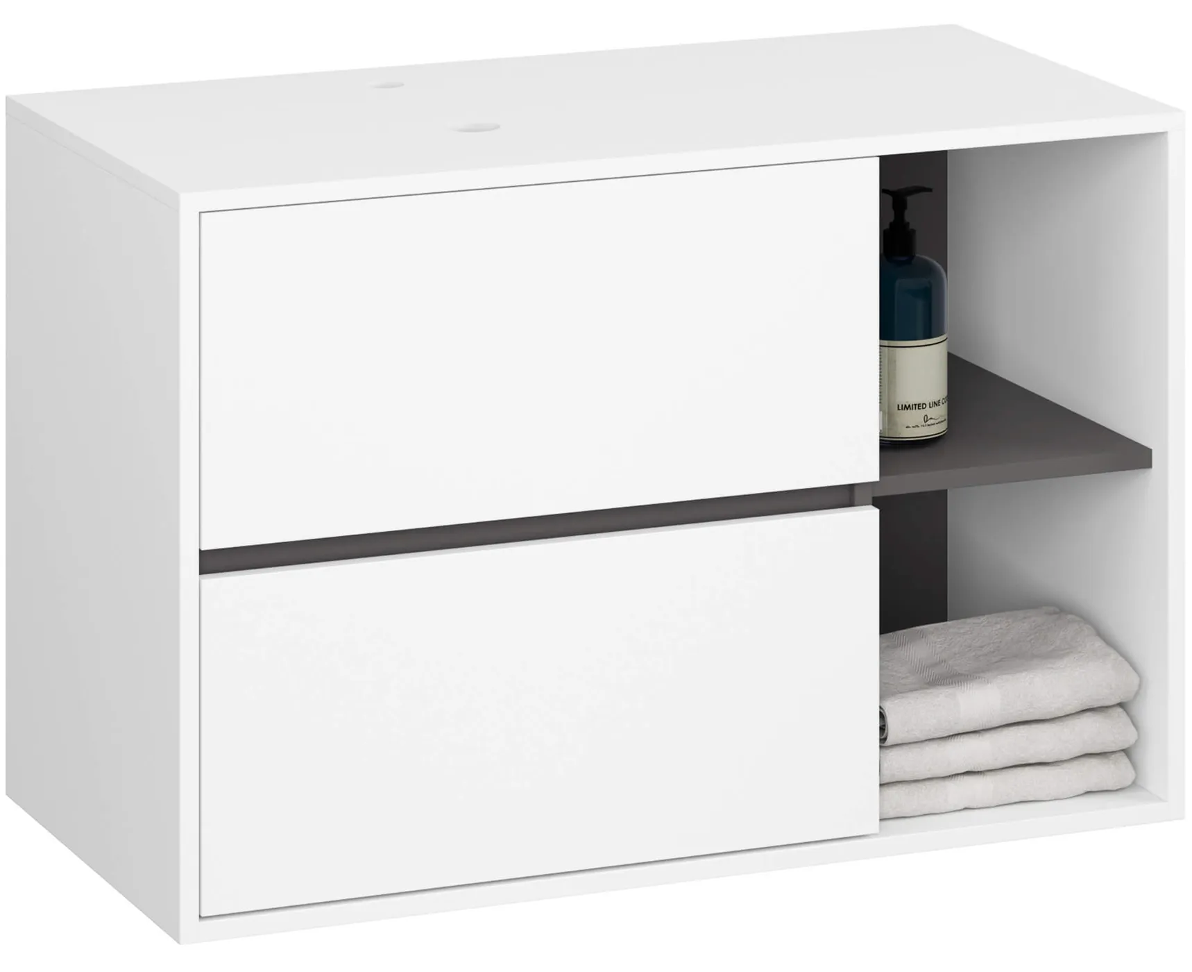 Podwieszana szafka łazienkowa 90 cm biały+ grafit szary E7-R69