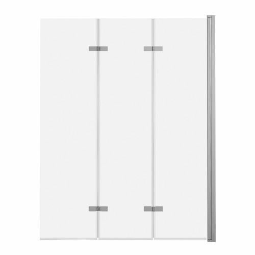 ADNaturalnie Parawan nawannowy trzyczęściowy składany SAJNO 120x150 cm szkło transparentne wykończenie NIKIEL SZCZOTKOWANY z powłoką NANO SPW-003-120NSZ