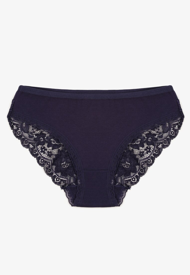 Granatowe Majtki Figi Zdobione Koronką Venissella