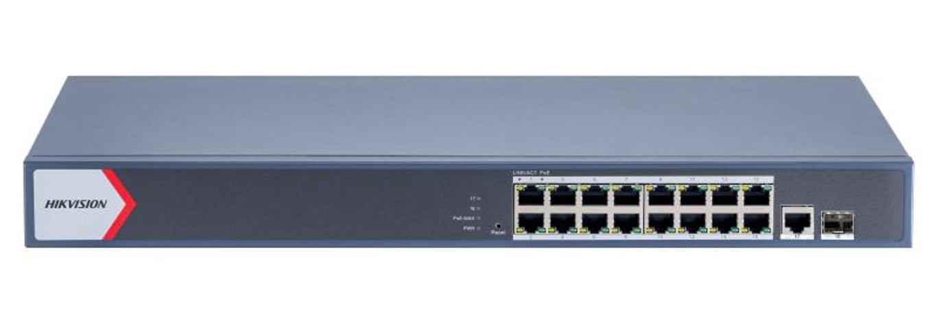 Hikvision DS-3E1518P-EI/M łącza sieciowe Zarządzany Gigabit Ethernet (10/100/1000) Obsługa PoE Szary