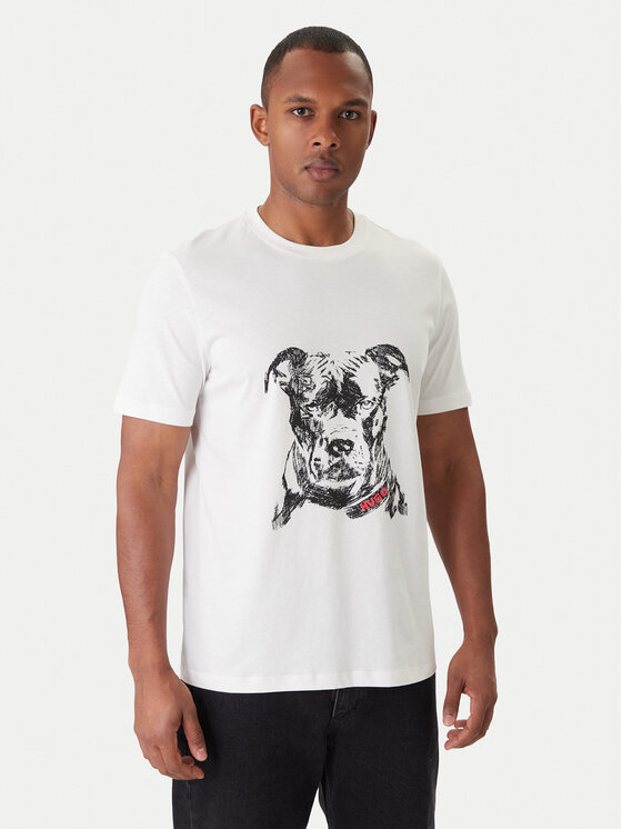 HUGO T-Shirt Dubrox 50553779 Écru Regular Fit