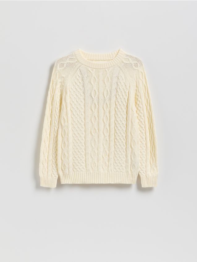 Reserved - Bawełniany sweter - złamana biel