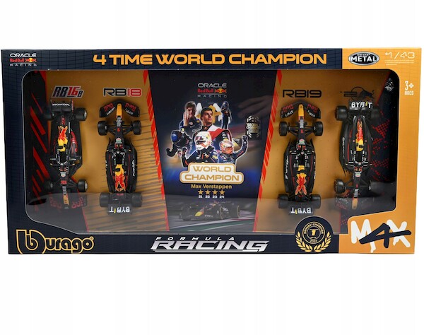 Bburago zestaw bolidów f1 red bull max verstappen mistrz świata 1:43 bburago