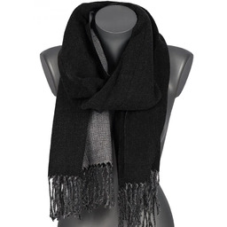 Szalik damski szal bawełniany DWUSTRONNY z frędzlami AX-163-1 czarny