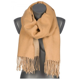 Szalik damski szal bawełniany DWUSTRONNY z frędzlami AX-163-5 beżowy