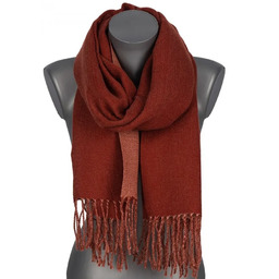 Szalik damski szal bawełniany DWUSTRONNY z frędzlami AX-163-6 bordowy