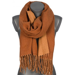 Szalik damski szal bawełniany DWUSTRONNY z frędzlami AX-163-7 rudy