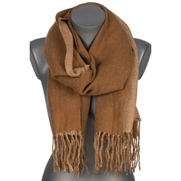 Szalik damski szal bawełniany DWUSTRONNY z frędzlami AX-163-8 brązowy
