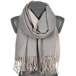 Szalik damski szal bawełniany DWUSTRONNY z frędzlami AX-163-9 ciemny szary