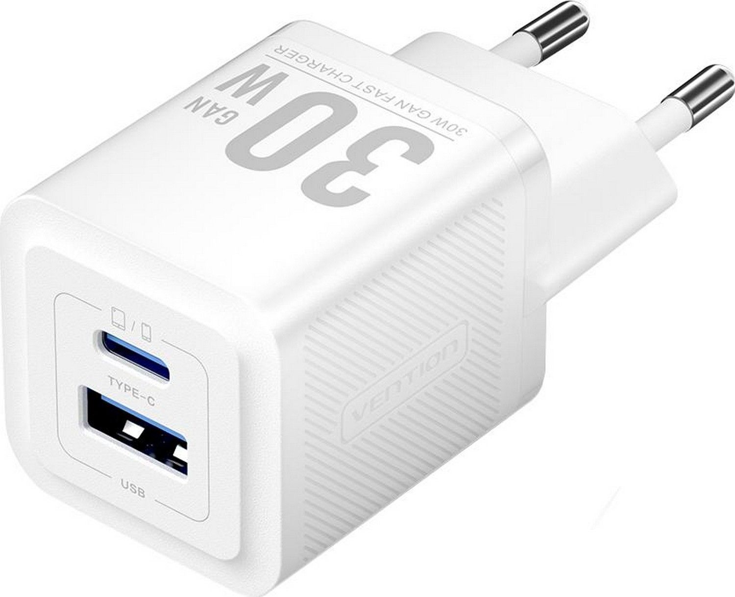 Vention 1x USB-A 1x USB-C GaN 30W biała