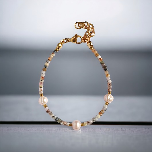 Bransoletka OPAL peruwiański i PERŁY