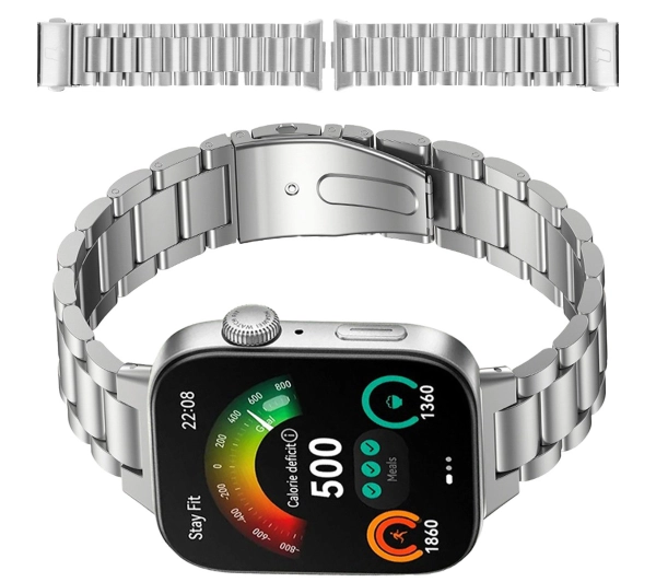 Bizon ze stali nierdzewnej Aura do Huawei Watch Fit 4 / Huawei Watch Fit 4 Pro / Huawei Watch Fit 3 srebrny