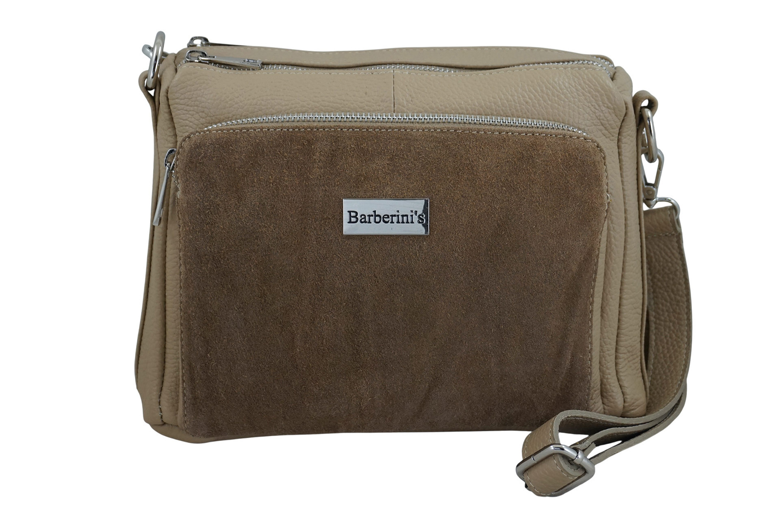 Codzienna torebka ze skóry naturalnej z zamszem - Beżowa