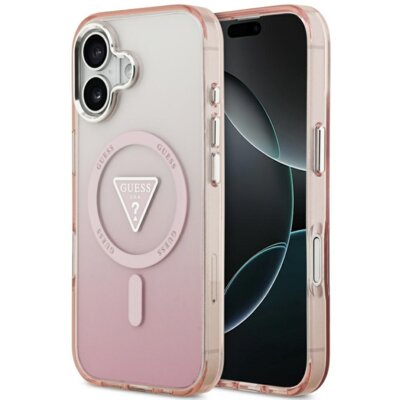 Etui GUESS IML Gradient Triangle Logo MagSafe do Apple iPhone 17 Różowy