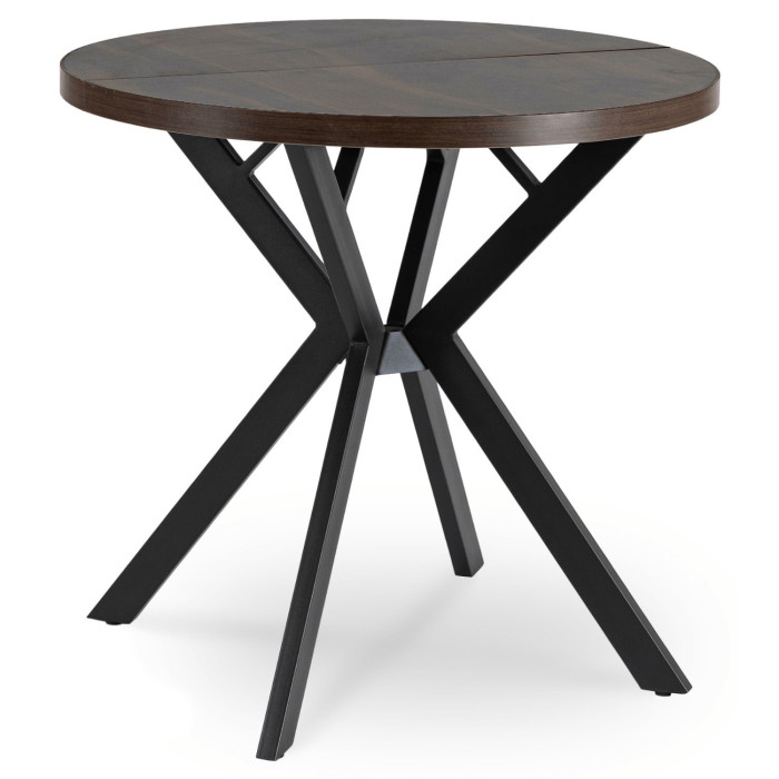 Stół Okrągły Rozkładany DORIAN 80-160 cm Orzech/Czarny Nowoczesny Loft