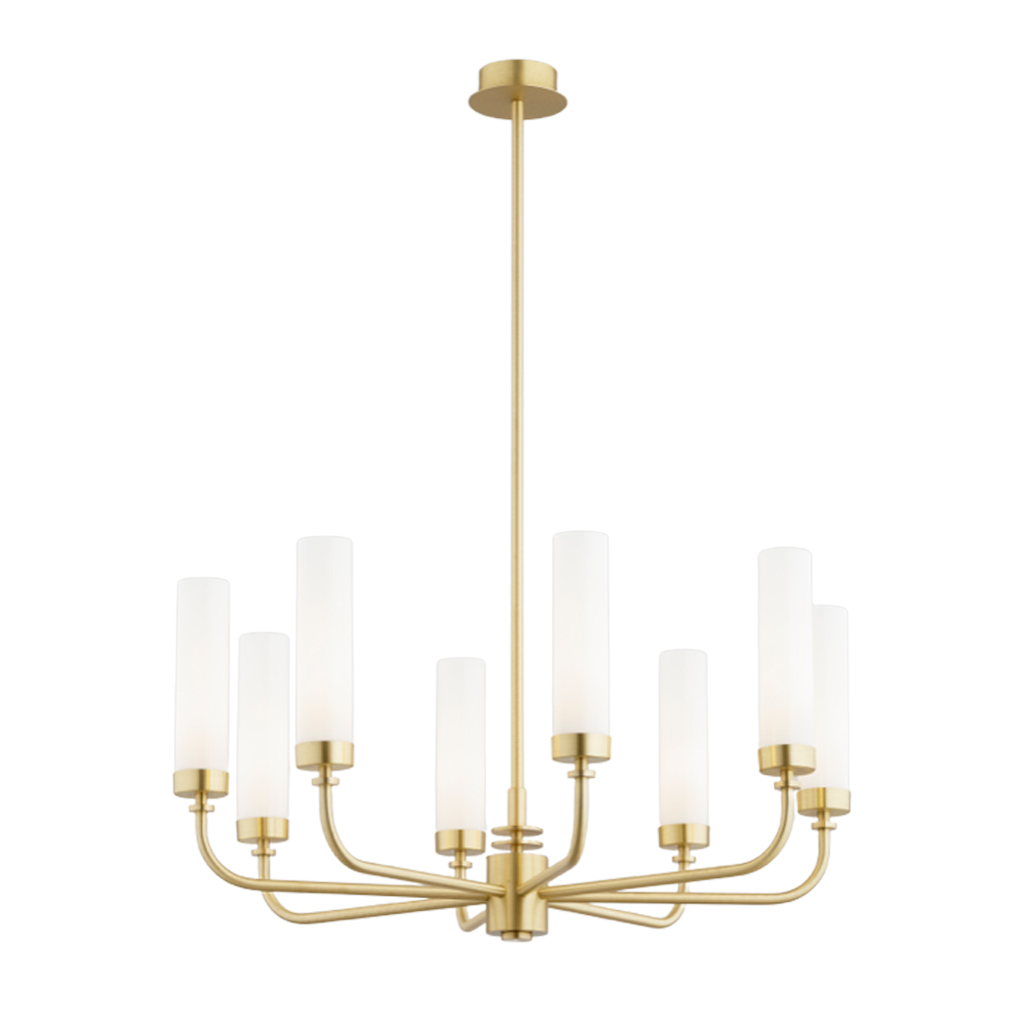 Żyrandol PRESTON 8xE14 - złoty/mleczny