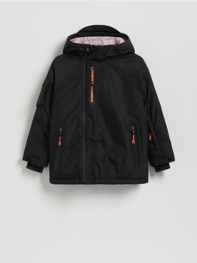 Reserved - Ocieplana kurtka z kapturem - czarny