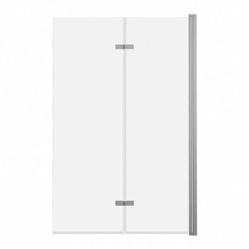 ADNaturalnie Parawan nawannowy dwuczęściowy składany JEZIORAK 100x150 cm szkło transparentne wykończenie NIKIEL SZCZOTKOWANY z powłoką NANO SPW-002-100NSZ