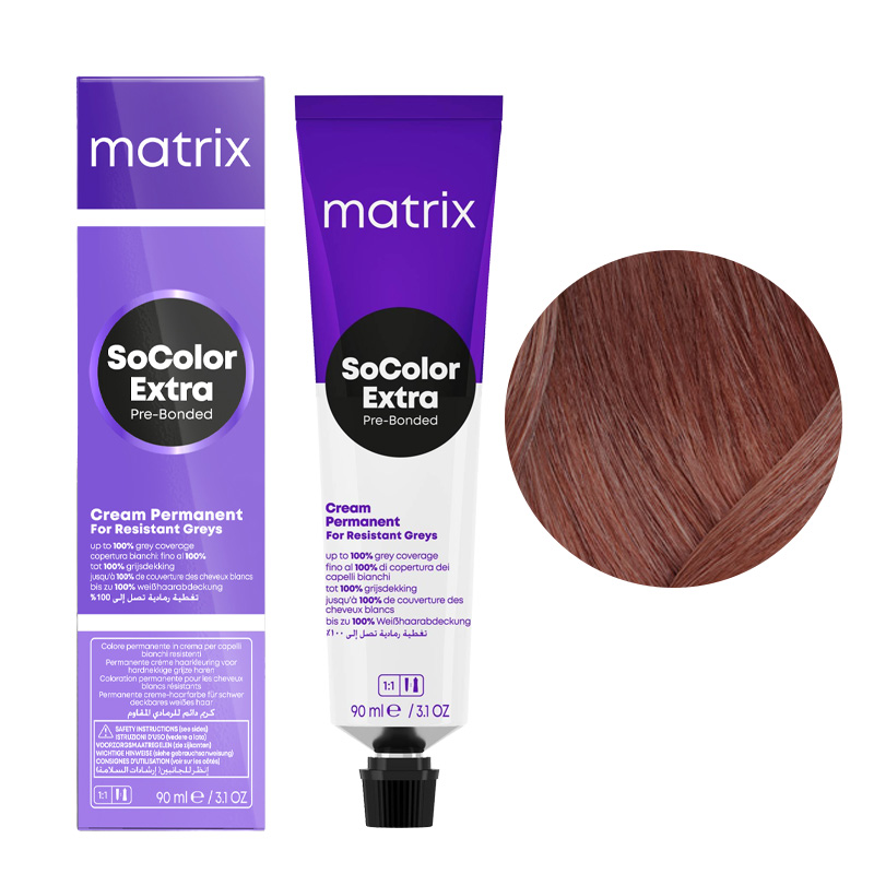 Matrix SoColor Extra Coverage, farba do krycia włosów siwych z technologią Pre-Bonded, 506M, 90ml