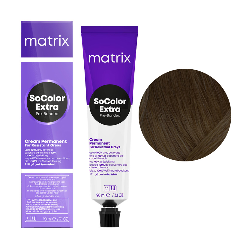 Matrix SoColor Extra Coverage, farba do krycia włosów siwych z technologią Pre-Bonded, 504N, 90ml
