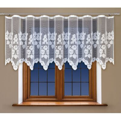 Firanka żakardowa odpasowana z wszytą taśmą marszczącą 90 x 300 cm