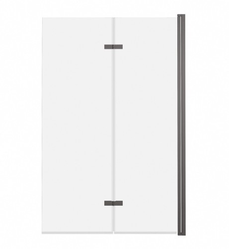 ADNaturalnie Parawan nawannowy dwuczęściowy składany JEZIORAK 120x150 cm szkło transparentne wykończenie GRAFIT SZCZOTKOWANY z powłoką NANO SPW-002-120GSZ