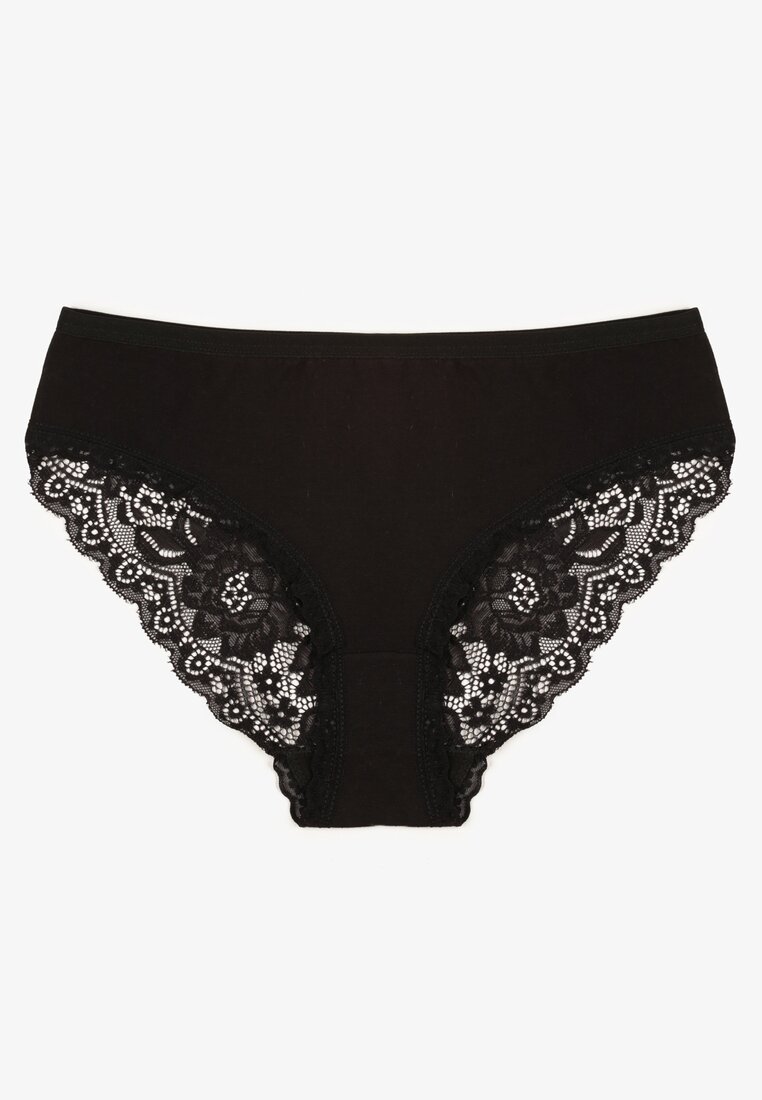 Czarne Majtki Figi Zdobione Koronką Venissella