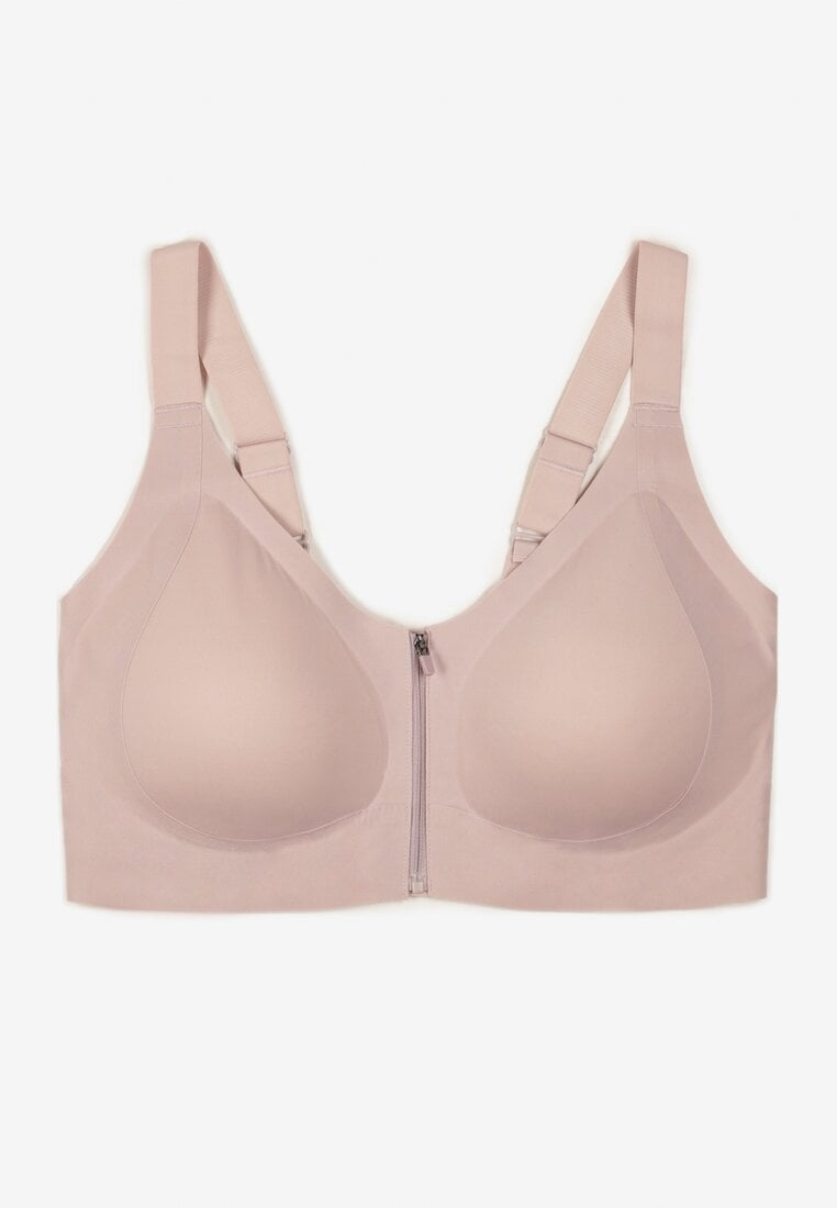 Jasnofioletowy Sportowy Biustonosz z Suwakiem z Przodu Eziline