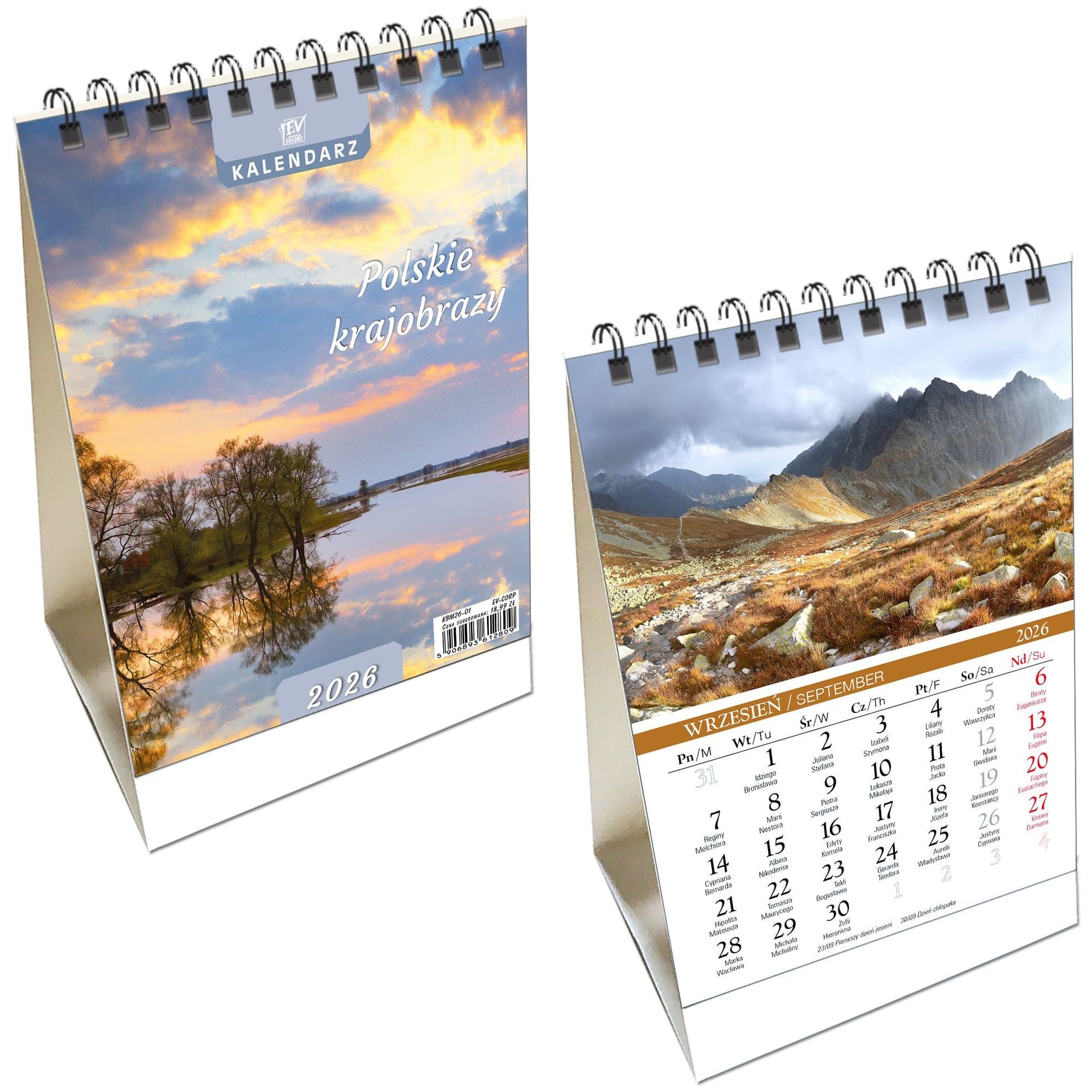 Kalendarz 2026 biurkowy pion Polskie Krajobrazy - kalendarz