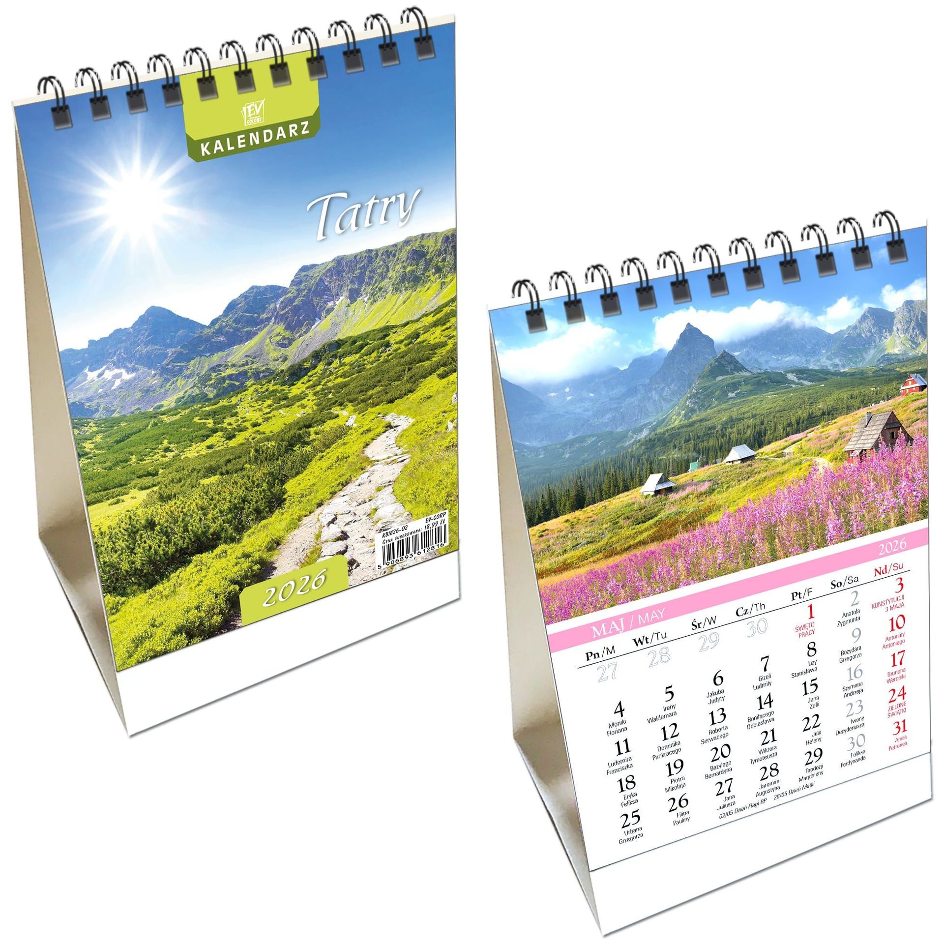 Kalendarz 2026 biurkowy pion Tatry - kalendarz