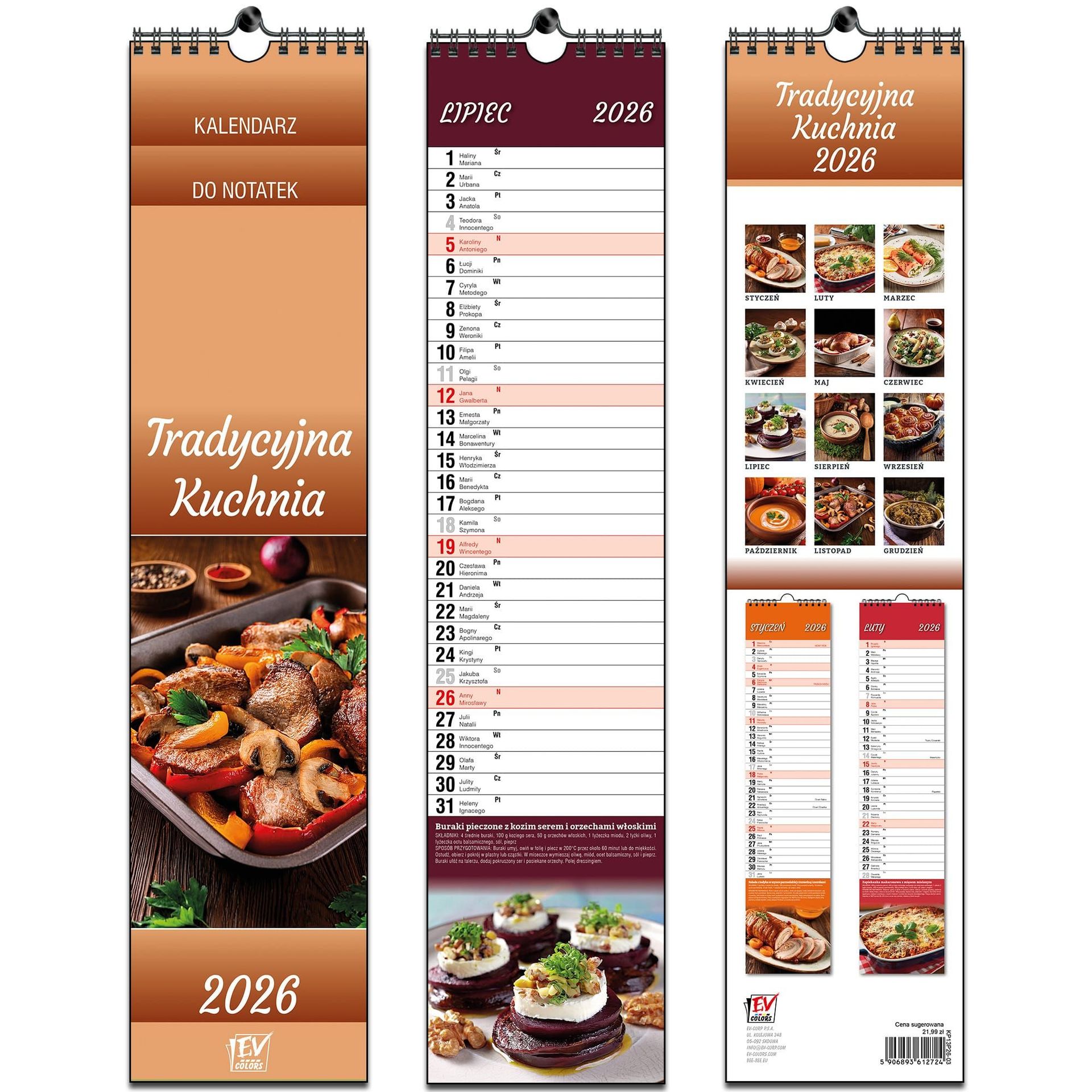 Kalendarz 2026 paskowy 13 planszowy Kuchnia - kalendarz