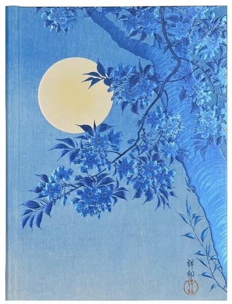 Notatnik szyty Kwitnąca Wiśnia w Księżycową Noc