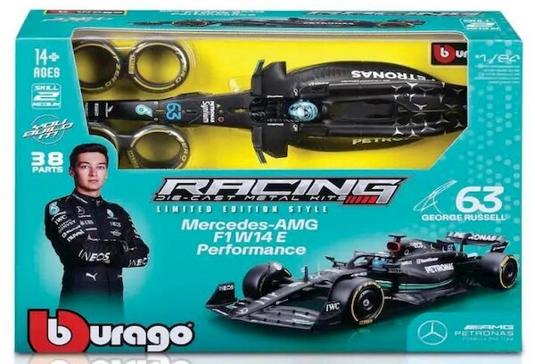 Bburago model 1:24 bolid f1 mercedes amg w14 russell
